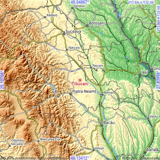 Topographic map of Ţibucani