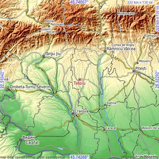 Topographic map of Tetoiu