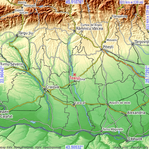 Topographic map of Teslui