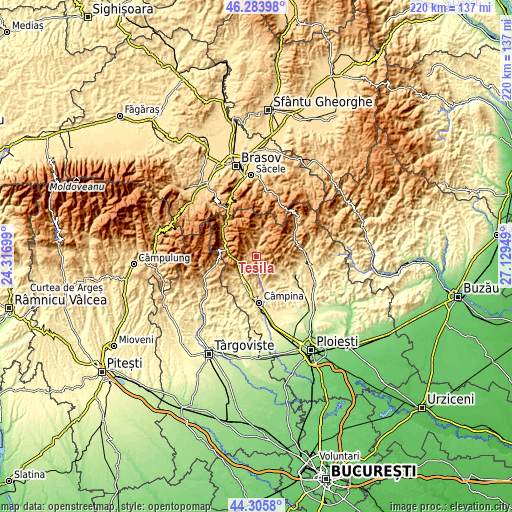 Topographic map of Teșila