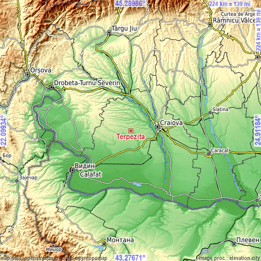 Topographic map of Terpeziţa