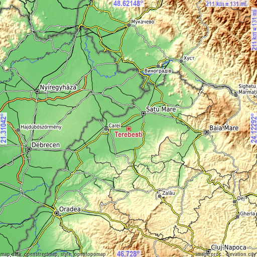 Topographic map of Terebeşti