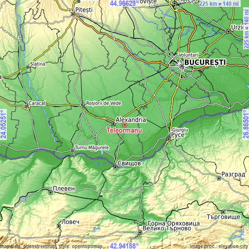 Topographic map of Teleormanu