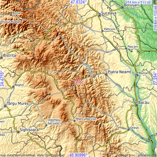 Topographic map of Telec