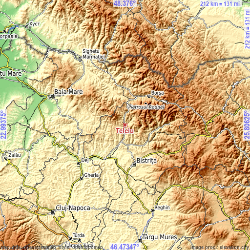 Topographic map of Telciu