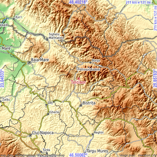 Topographic map of Telcișor