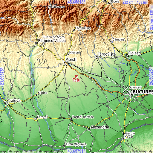 Topographic map of Teiu