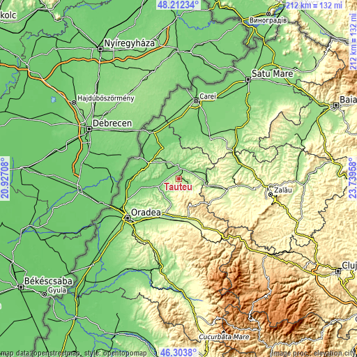 Topographic map of Tăuteu
