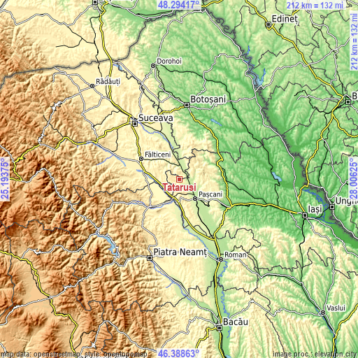 Topographic map of Tătăruşi