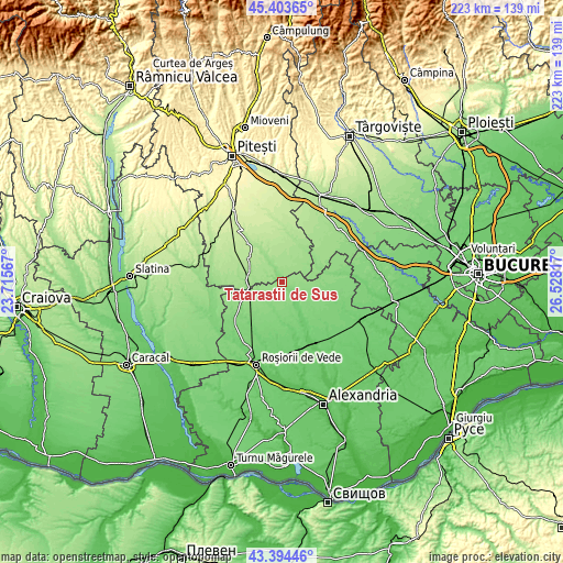 Topographic map of Tătărăștii de Sus