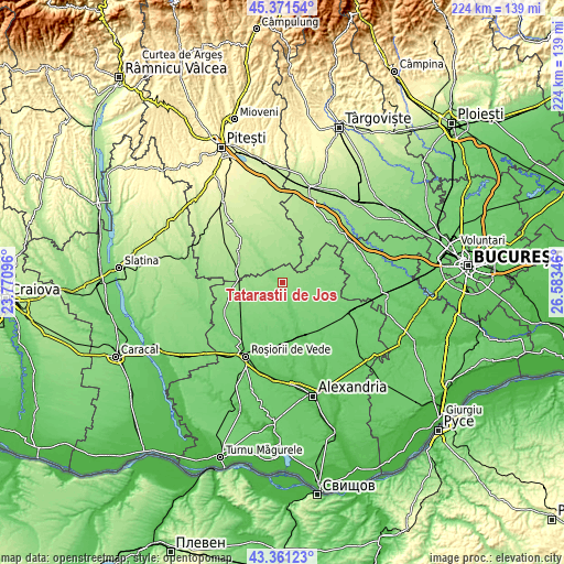 Topographic map of Tătărăștii de Jos