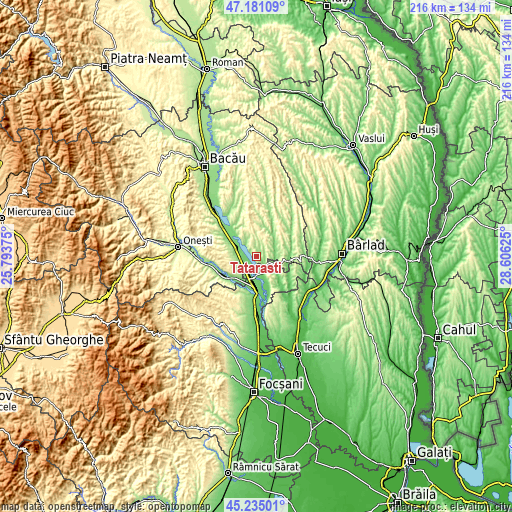 Topographic map of Tătărăști