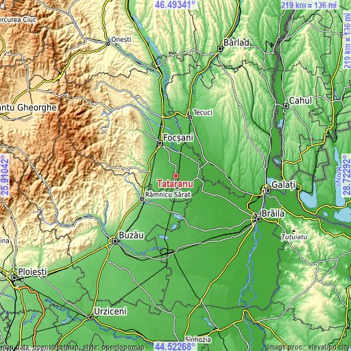 Topographic map of Tătăranu