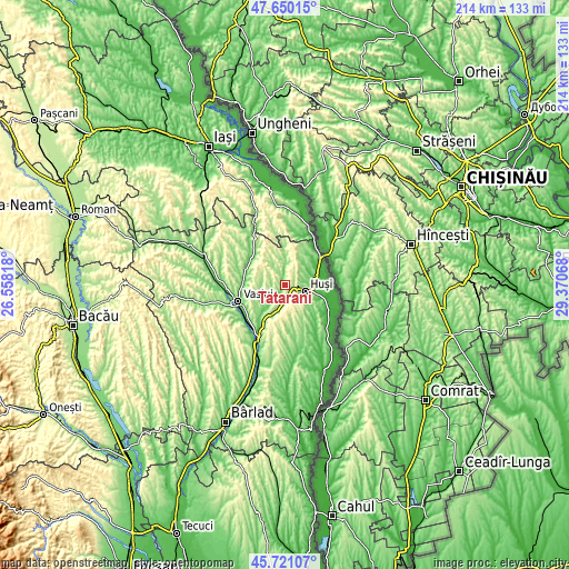 Topographic map of Tătărăni