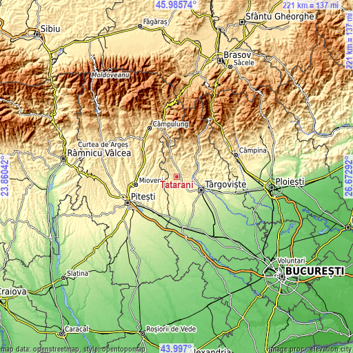 Topographic map of Tătărani