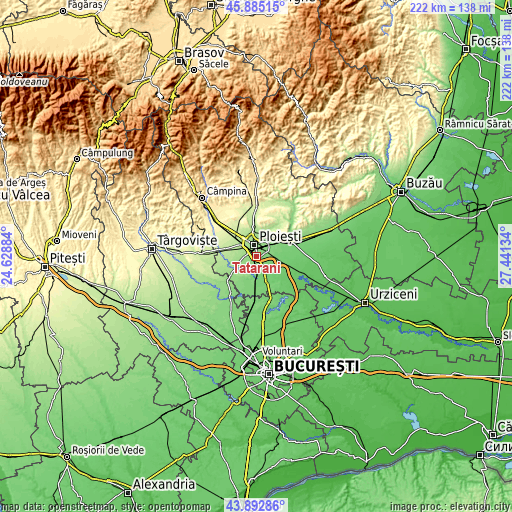 Topographic map of Tătărani