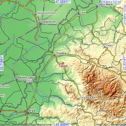 Topographic map of Tășad