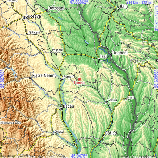 Topographic map of Tansa