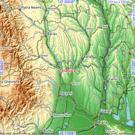 Topographic map of Tănăsoaia