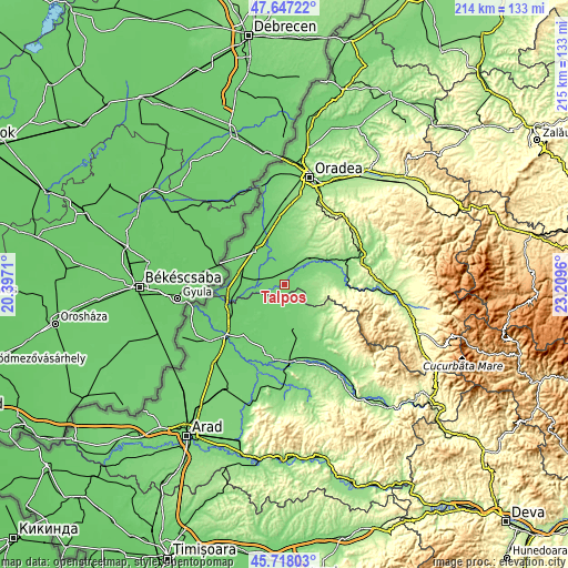 Topographic map of Talpoș