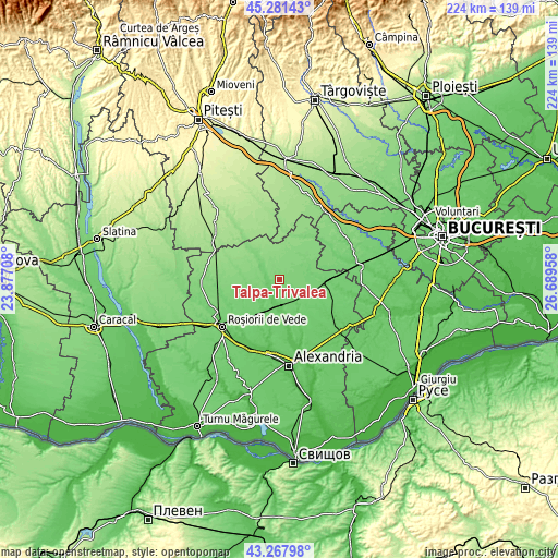 Topographic map of Talpa-Trivalea