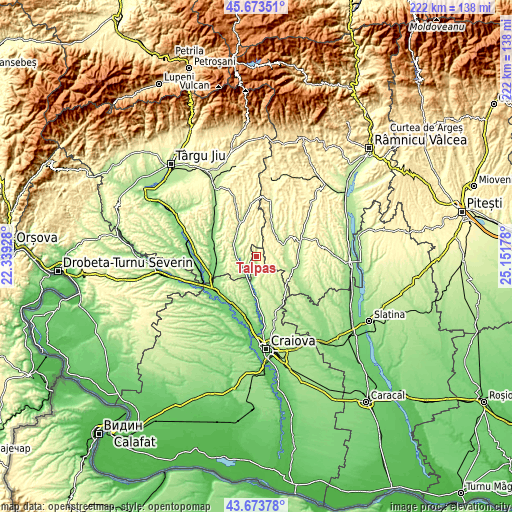 Topographic map of Tălpaș