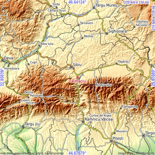 Topographic map of Tălmaciu