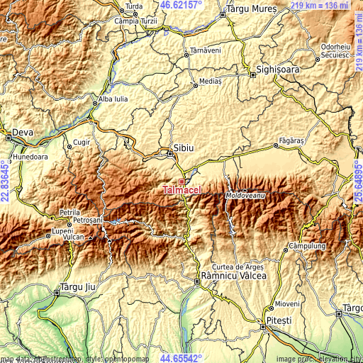 Topographic map of Tălmăcel