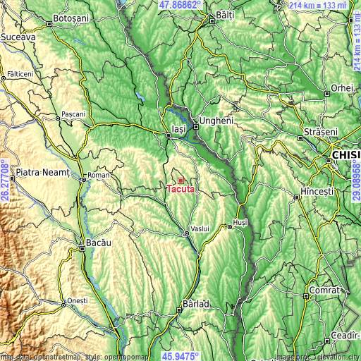 Topographic map of Tăcuta