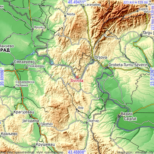 Topographic map of Sviniţa