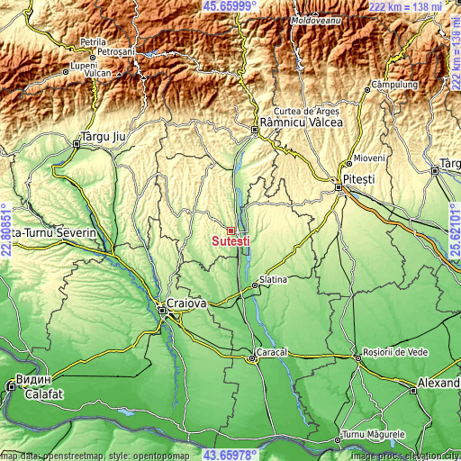 Topographic map of Sutești