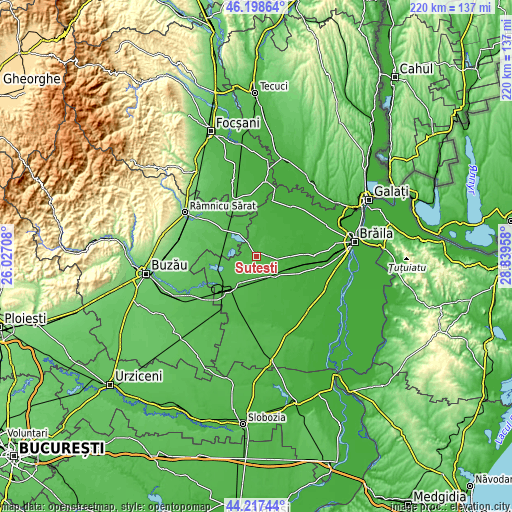 Topographic map of Şuţeşti