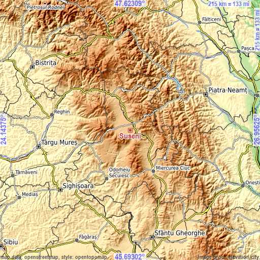 Topographic map of Suseni