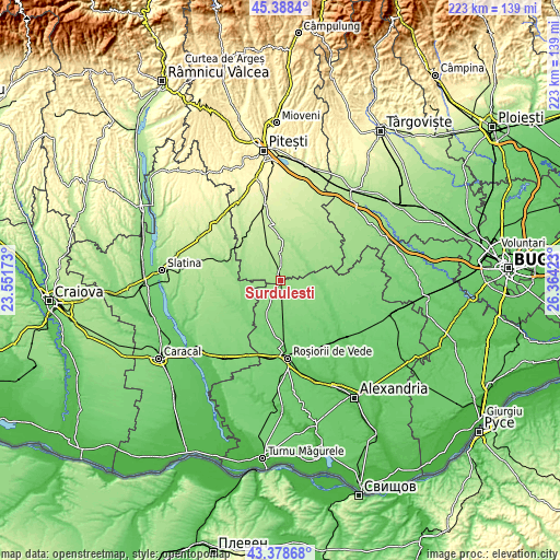 Topographic map of Surdulești