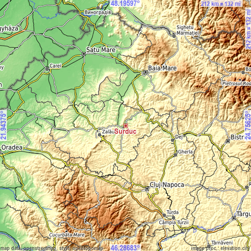 Topographic map of Surduc