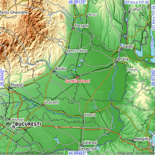 Topographic map of Surdila-Greci