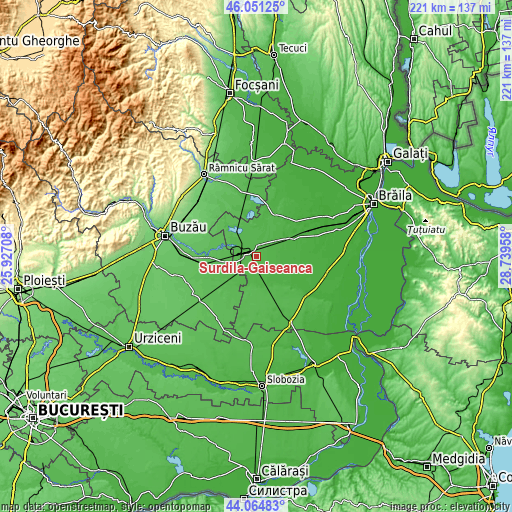 Topographic map of Surdila-Găiseanca