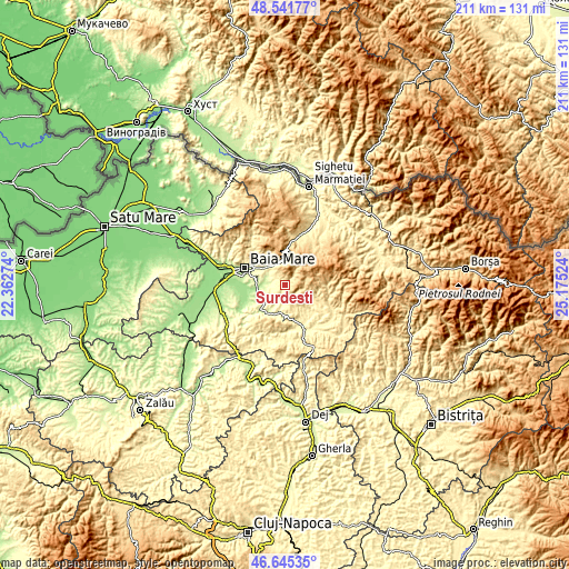 Topographic map of Șurdești