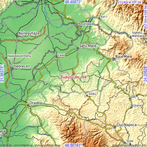 Topographic map of Supuru de Jos