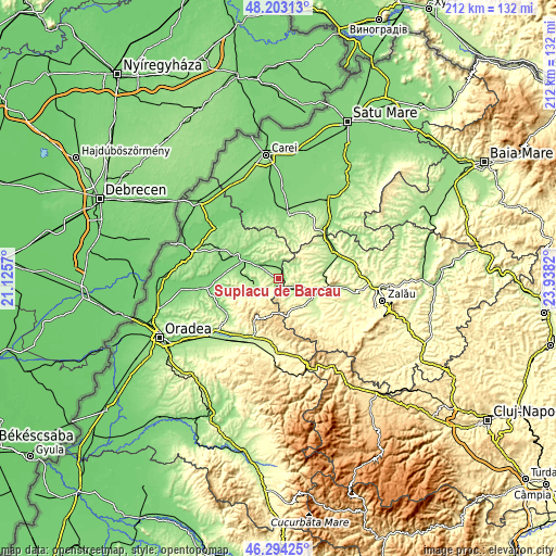 Topographic map of Suplacu de Barcău