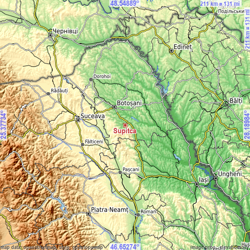 Topographic map of Șupitca