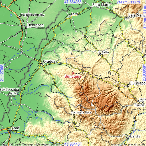 Topographic map of Şuncuiuş