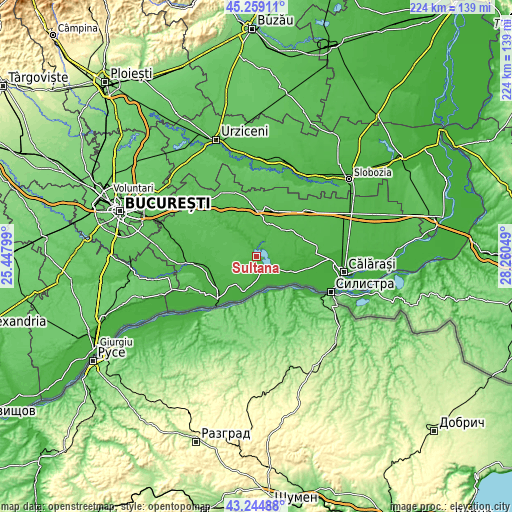 Topographic map of Sultana