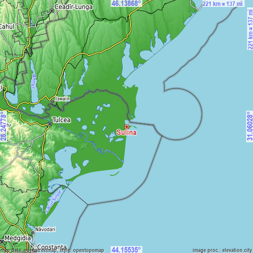 Topographic map of Sulina