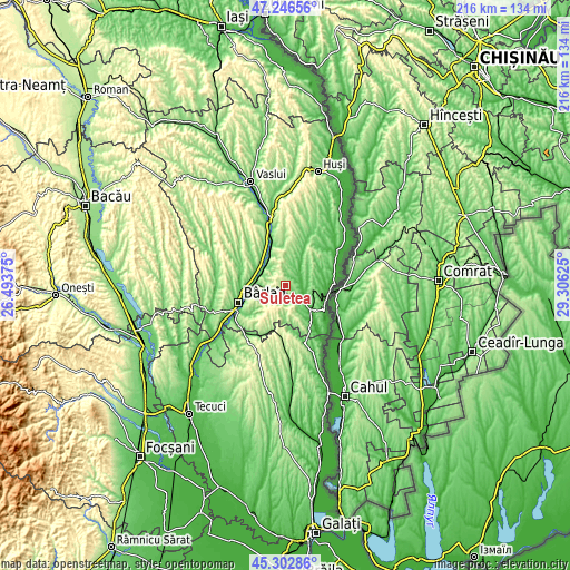 Topographic map of Şuletea