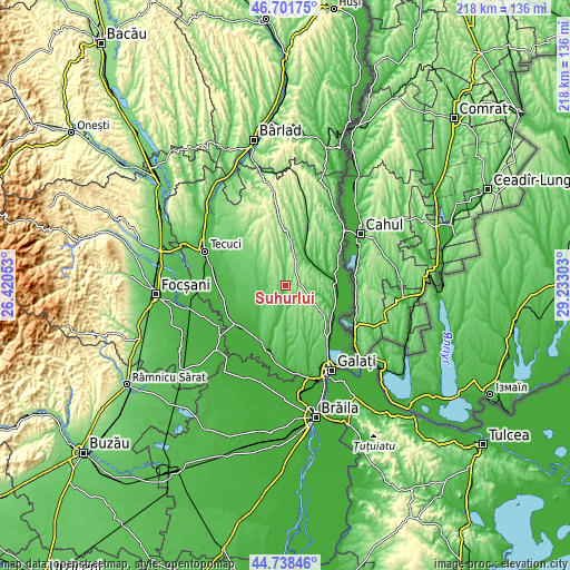 Topographic map of Suhurlui