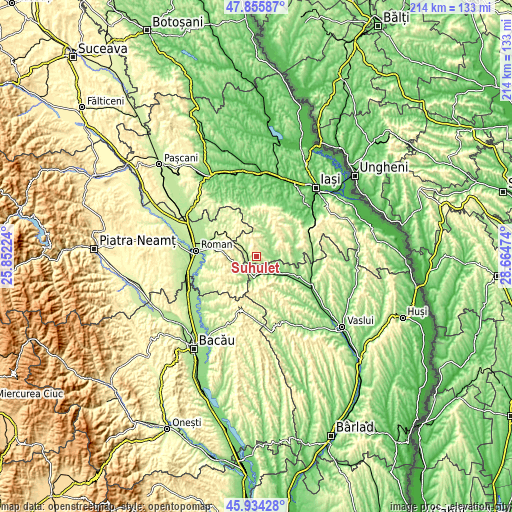 Topographic map of Suhuleț