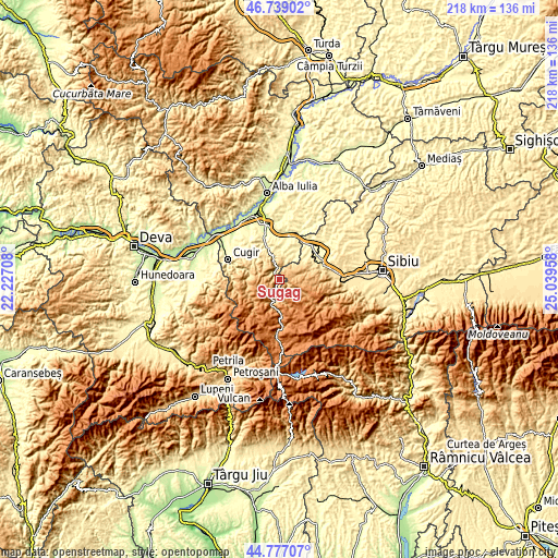 Topographic map of Şugag