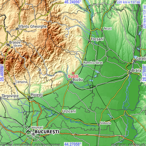 Topographic map of Sudiți