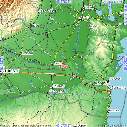Topographic map of Sudiţi